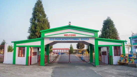 Eco Park Cherrapunji overlooking the Seven Sisters Falls and green valleys